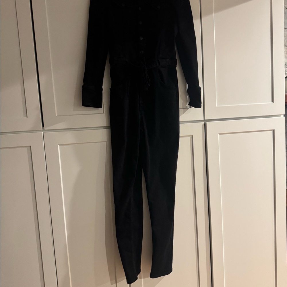 Puff Sleeve Denim Jumpsuit Hudson Jeans Black was $325
